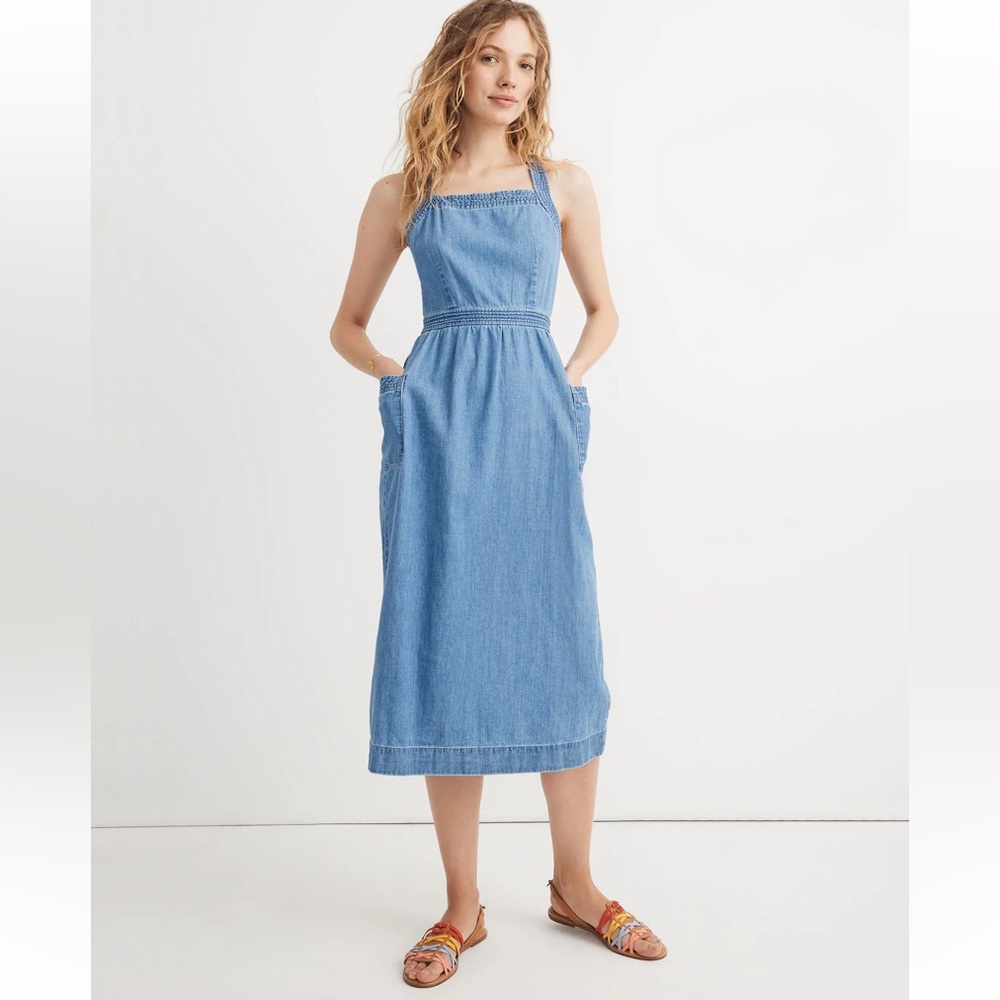 Madewell Denim Apron Midi Dress 6